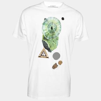 纪梵希男装多少钱, [二手商品] Givenchy | Givenchy White Printed Cotton and Mirror Embellished Crew Neck Top XS商品图片 3.7折