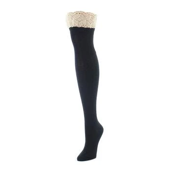 Memoi | Women's Lace Top Cable Knee High Socks 