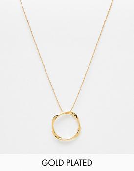 商品Orelia | Orelia 18K gold plated necklace with molten open circle pendant,商家ASOS,价格¥161图片