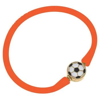 Canvas Style | Enamel Soccer Ball Silicone Bali Bracelet in Orange,商家Verishop,价格¥212