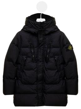 Stone Island Junior | Stone Island Junior Black Nylon Quilted Down Jacket With Logo Stone Island Kids Boy商品图片,8.1折