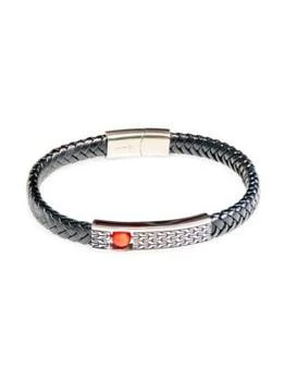 推荐Dell Arte Stainless Steel, Leather & Bead Fashioned Bracelet商品