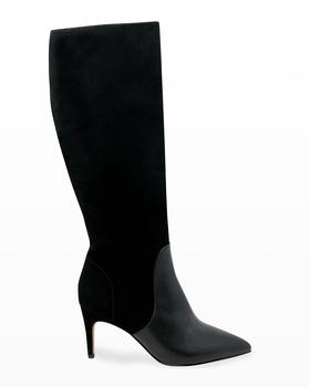 Charles David推荐, Charles David | Pinstripe Stretch Suede-Leather Boots商品图片 
