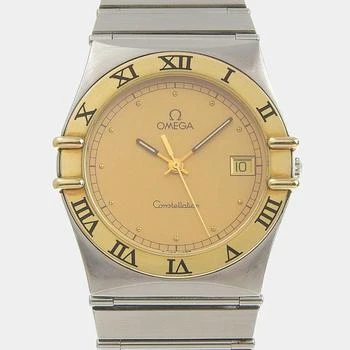 推荐Omega Champagne 18K Yellow Gold And Stainless Steel Constellation Quartz Men's Wristwatch 33 mm商品