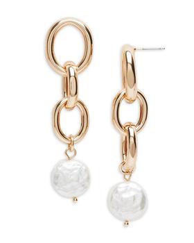 AQUA | Gold Pearl Drop Earrings - 100% Exclusive商品图片,独家减免邮费