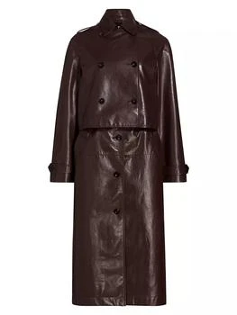 ROSETTA GETTY | Double Layer Leather Trench Coat,商家Saks Fifth Avenue,价格¥52883