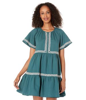 Madewell | Embroidered Linen-Blend Flutter-Sleeve Mini Dress商品图片,5.1折