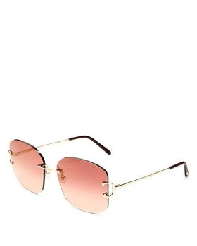 Cartier | Signature C Rimless Square Sunglasses, 60mm 