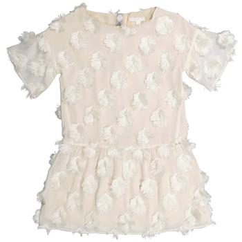 推荐Burberry Girls Natural White Anabella Ruffle Sleeve Dress, Size 6Y商品