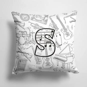 Caroline's Treasures | 14 in x 14 in Outdoor Throw PillowLetter S Musical Note Letters Fabric Decorative Pillow 15 X 15 IN,商家Verishop,价格¥272