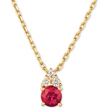 商品Macy's | Ruby (3/8 ct. t.w.) & Diamond (1/20 ct. t.w.) 16" Pendant Necklace in 14k Gold,商家Macy's,价格¥5471图片