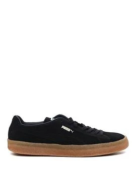 推荐Black leather low top suede sneakers商品