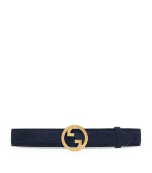 gucci皮带男, Gucci | Suede Interlocking G Belt商品图片 