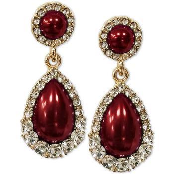 Charter Club | Gold-Tone Crystal & Imitation Pearl Drop Earrings, Created for Macy's商品图片,4折
