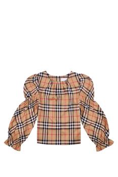 Burberry Stretch Cotton Blouse With Vintage Check Pattern And Puff Sleeves product img