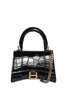 巴黎世家沙漏包价格, Balenciaga | Mini Hourglass Croc Embossed Leather Bag商品图片 