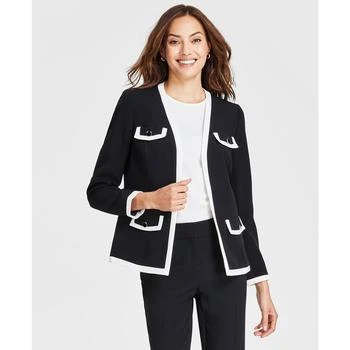 Kasper | Women's Tipped Collarless Jacket,商家Macy's,价格¥576
