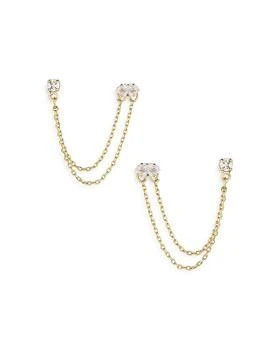 Ettika Jewelry | Draped Chain Double Piercing Earrings in 18K Gold Plate,商家Bloomingdale's,价格¥225