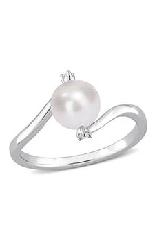 DELMAR | Sterling Silver 7–7.5mm Cultured Freshwater Pearl & Lab Created White Sapphire Ring,商家Nordstrom Rack,价格¥450