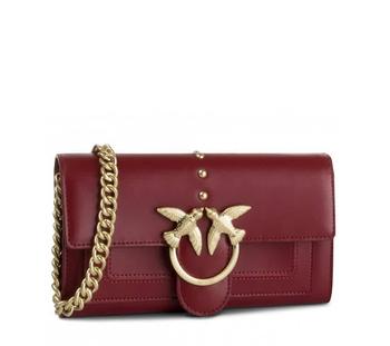 pinko bag链条包, PINKO | Ladies Houston Love Simply Chain Wallet In Dark Red商品图片 7.2折