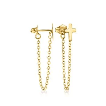 RS Pure | RS Pure by Ross-Simons 14kt Yellow Gold Cross Chain Drop Earrings,商家Premium Outlets,价格¥1221