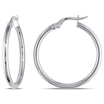 商品Rounded Hoop Earrings In 10K White Gold图片