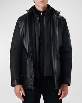 BUGATCHI | Men's Leather Bomber Jacket w/ Removable Bib,商家Neiman Marcus,价格¥3973