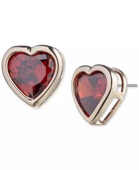Givenchy | Gold-Tone Red Cubic Zirconia Heart Stud Earrings,商家Macy's,价格¥282
