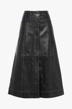 product Flared leather midi skirt image