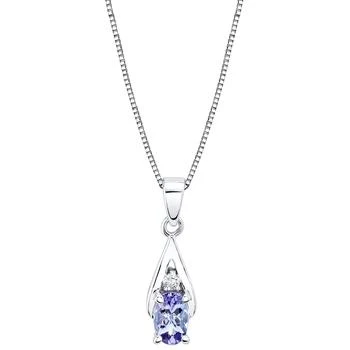 Macy's | Tanzanite (1/2 ct. t.w.) & Diamond Accent 18" Pendant Necklace in 14k White Gold,商家Macy's,价格¥5644