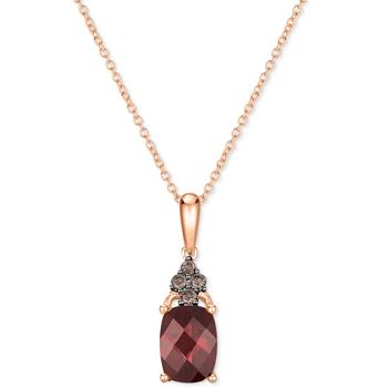 商品Chocolatier® Raspberry Rhodolite (1-5/8 ct. t.w.) & Chocolate Diamond (1/10 ct. t.w.) 18" Pendant Necklace in 14k Rose Gold图片
