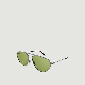 推荐Metal sunglasses with colored lenses Silver green Gucci商品