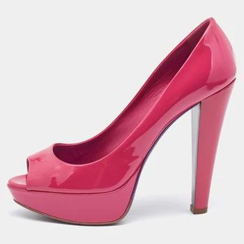 推荐Miu Miu Pink Patent Leather Peep Toe Platform Pumps Size 39.5商品