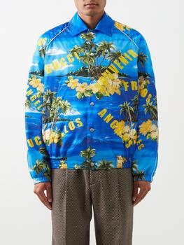 推荐Logo and floral-print satin jacket商品