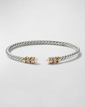商品David Yurman | Petite Helena Open Bracelet with Diamonds in Sterling Silver and Yellow Gold,商家Neiman Marcus,价格¥11407图片