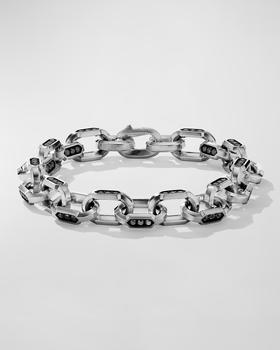 商品David Yurman | Men's Sterling Silver & Pavé Black Diamond Hex Chain Link Bracelet,商家Neiman Marcus,价格¥27138图片