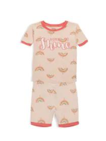 product Little Girl's 2-Piece Rainbow Pajama T-Shirt & Shorts Set image