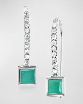 Sheryl Lowe | Emerald Drop French Hook Earrings with Diamonds,商家Neiman Marcus,价格¥3033