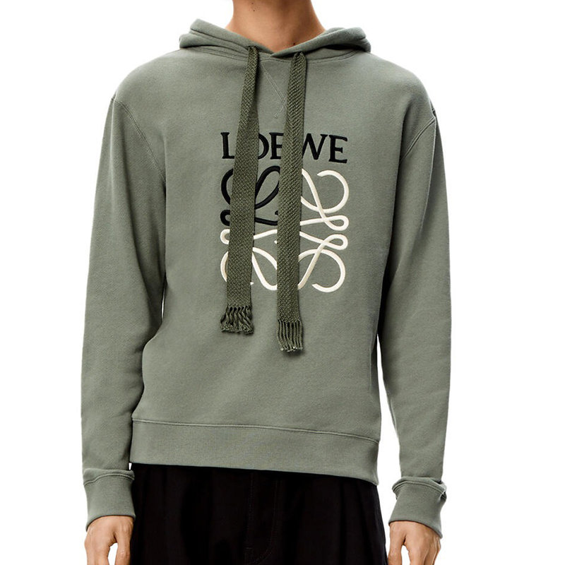 Loewe | 【预售3-7天】LOEWE/罗意威 22年早春新款 男士旧军绿色棉质抓绒Anagram Logo刺绣连帽衫卫衣H526Y25X02-4640商品图片,8折×额外9.5折, 包邮包税, 额外九五折