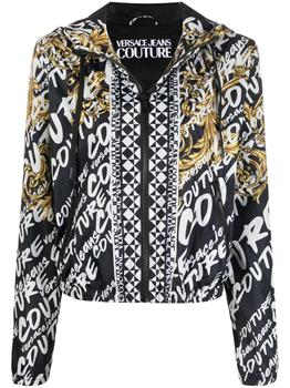 Versace | VERSACE WOMEN Baroque Print All Over Logo Zip Up Jacket Black商品图片,满$200享9折, 满折
