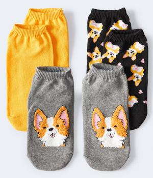 product Aeropostale Women's Fuzzy Corgi Ankle Sock 3-Pack image