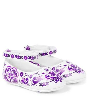 Dolce & Gabbana | 婴幼儿 — 印花皮革芭蕾舞平底鞋,商家MyTheresa CN,价格¥2484