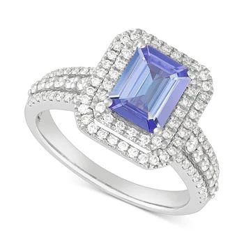 Macy's | Tanzanite (1-3/4 ct. t.w.) & Diamond (5/8 ct. t.w.) Double Halo Multirow Ring in 14k White Gold,商家Macy's,价格¥13302