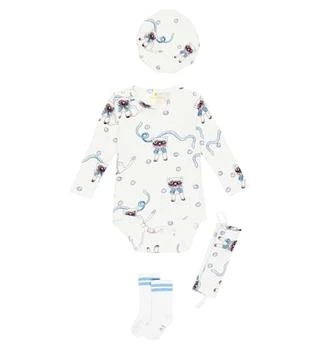 Mini Rodini | 婴幼儿 — 棉质连身衣、帽子与袜子套装 5.9折