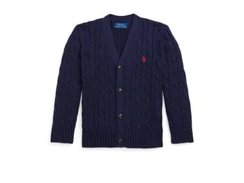 Ralph Lauren | Cable-Knit Cotton V-neck Cardigan (Toddler/Little Kid),商家Zappos,价格¥465
