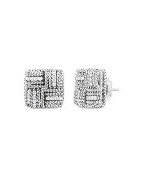 商品18K White Gold Opera Diamond Woven Stud Earrings图片