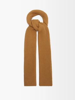 Ganni | Ribbed-knit recycled wool-blend scarf商品图片,5.4折
