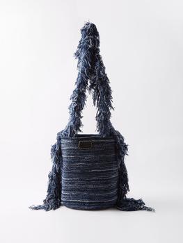 推荐Jorge striped recycled-cashmere bucket bag商品