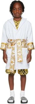 Versace | 白色 I ♡ Baroque 儿童浴袍,商家SSENSE CN,价格¥1872
