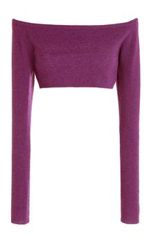 Lisa Yang | Lisa Yang - Women's Gina Off-The-Shoulder Cropped Cashmere Sweater - Purple - Moda Operandi商品图片,